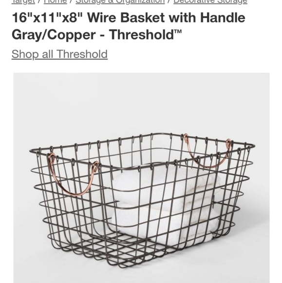 NWOT THRESHOLD Wire Basket with Copper Handle - Picture 4 of 6